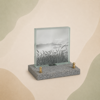Plaque en verre FOGLA avec photo imprimée d'un champ de blés