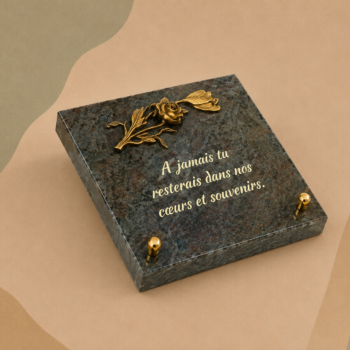 Plaque en GRANIT avec fleurs