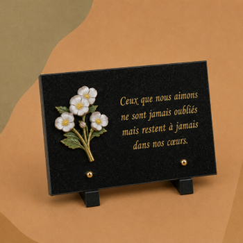 Plaque en GRANIT avec fleurs en couleurs
