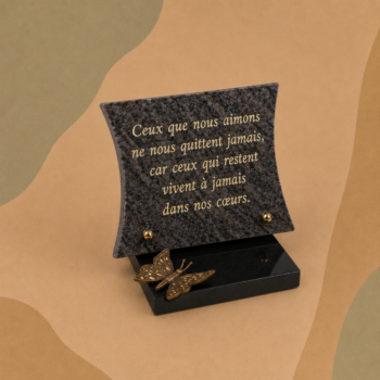 Plaque en GRANIT avec papillon en bronze