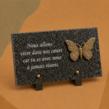 Plaque en GRANIT avec papillon en bronze