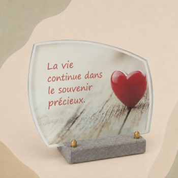 Plaque en verre FOGLA avec photo couleurs imprimée d'un coeur