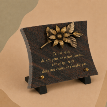 Plaque en GRANIT avec tournesol en bronze