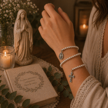 Bracelet en perles blanches