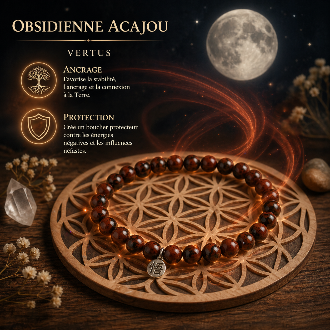 Bracelet en Obsidienne Acajou – Ancrage & Protection – Image 2