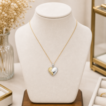 Pendentif en forme de coeur avec une aile d'ange